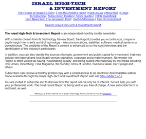 the israel high tech investment report