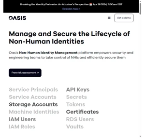 non-human identity management oasis security