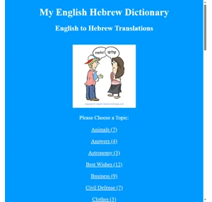 my english hebrew dictionary english to hebrew translations