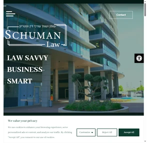 schuman-law schuman-law is a boutique law firm based in modiin israel with extensive experience providing comprehensive legal solutions to individual and commercial clients both in israel and abroad ...