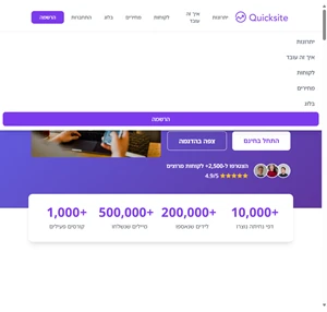 quicksite - פלטפורמת דיוור דפי נחיתה וקורסים מקוונים בעברית