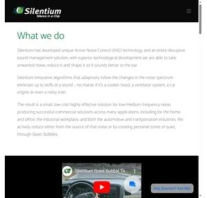Silentium Active noise reduction control and cancellation solutions