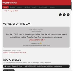 Wordproject The Holy Bible International - in the major languages of the world