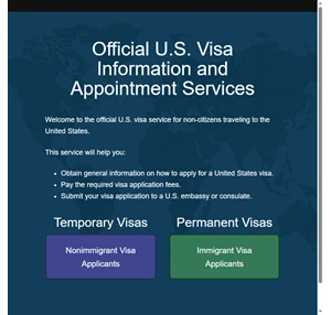 Official U.S. Department of State Visa Appointment Service English