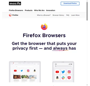  Firefox - הגנה על החיים המקוונים שלך באמצעות מוצרים שדואגים קודם כל לפרטיות שלך. Mozilla