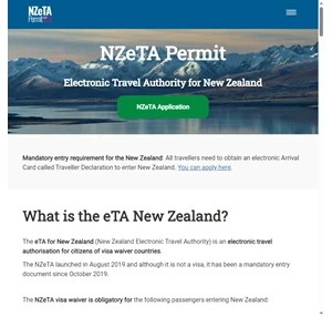 New Zealand Electronic Travel Authority NZeTAPermit.com