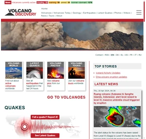 VolcanoDiscovery Volcanoes Worldwide - News Info Photos and Tours to Volcanoes and Volcanic Areas Earthquake Information