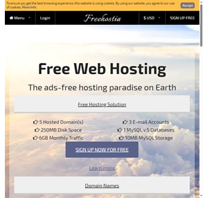 Free Web Hosting - Linux PHP MySQL No Ads Banners by Freehostia.com