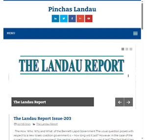 Pinchas Landau Pinchas Landau writes about Israeli and Global economics finance and politics