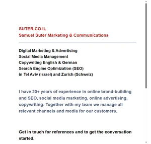 Samuel Suter - Online Marketing Deutsch English Francais - Tel Aviv und Z rich (Schweiz)