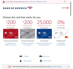 bank of america - banking credit cards loans and merrill investing