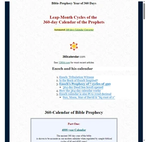 Bible Prophecy Calendar 360 day year